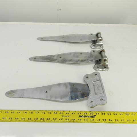 4154-3 Heavy Duty Chrome Steel Door Gate Hinges 18-1/2" OAL Lot Of 3