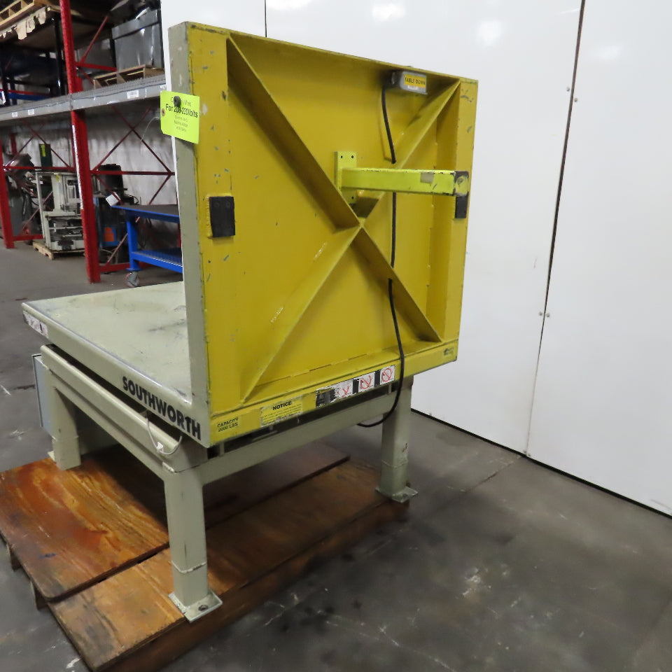Southworth T2-90 2000Lbs. Ergonomic Unloader Tilt Table 52" x 36" 90° 230V 3Ph