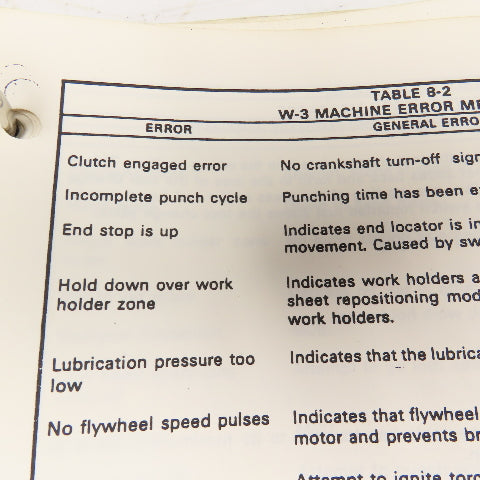 Warner Swasey Wiedematic Punch Press W-3 Controls Manual