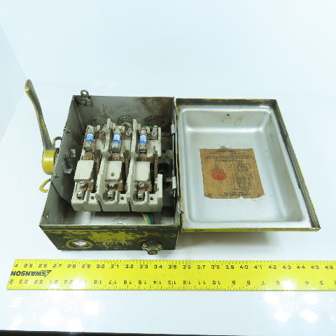 Cutler Hammer 46351 Vintage 30A Fusible Single Throw Disconnect Switch 230V 3HP