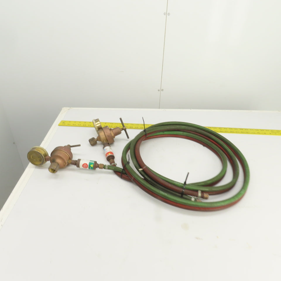 Harris 447-50 447NC-15 Oxygen & Acetylene Regulator/Hose Assembly 12' W/Arrestor
