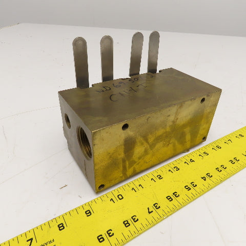 PLC SPS412B 1" NPT x 1/2" NPT 4 Way Brass Supply/Return Manifold Shut Off