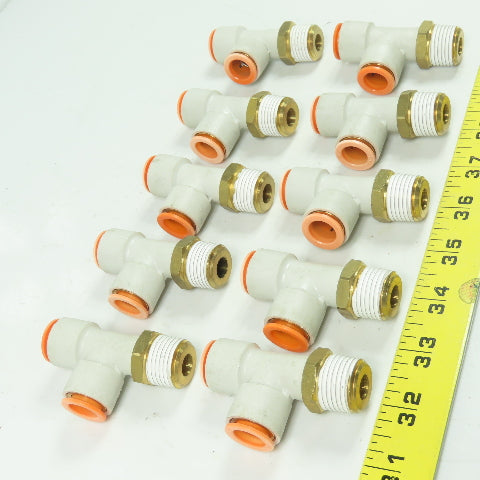 SMC 1/2" NPT x 1/2"x1/2" Push To Connect Run Tee Lot Of 10