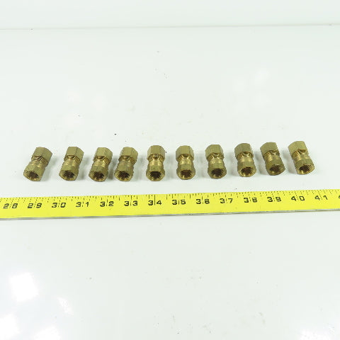 1/2" Compression 3/8" NPT Straight Brass Hydraulic Fitting Lot 10