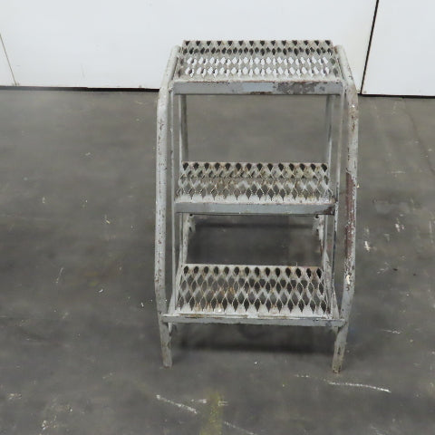 3 Step Industrial Stationary Step Ladder 30" Tall