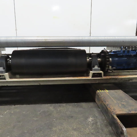 87-1/2" x 78" Belt Driven Power Roller Pallet Conveyor 2.5"OD 22FPM Needs Belt