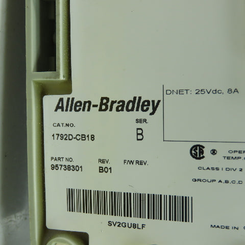 Allen Bradley 1792D-8BV0D Ser B 8-Input ArmorBlock I/O Module DeviceNet Rev A02