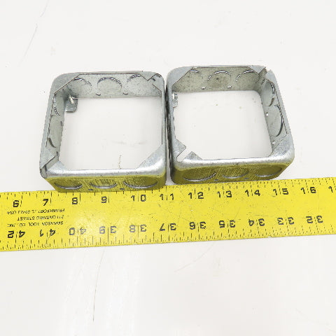 Steel City 53151 4" x 4" x 1-1/2" Deep Two Gang Box Extension Ring Lot Of 2