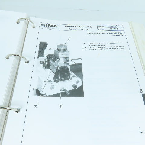 IMA Advantage 5620 Edgebander Operating Handbook