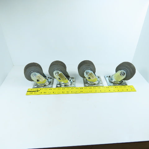 Albion 16XS04201S Xtra-Soft 4x2 Swivel Casters W/ Top Plate 4-1/2" x 4" Lot Of 4