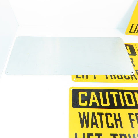 7" H x 17" W CAUTION Watch For Lift Trucks Aluminum Safety Signs Lot of 4