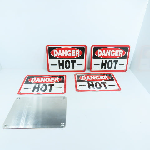 EMED 10" x 7" H DANGER HOT Aluminum Safety Signs Lot Of 5