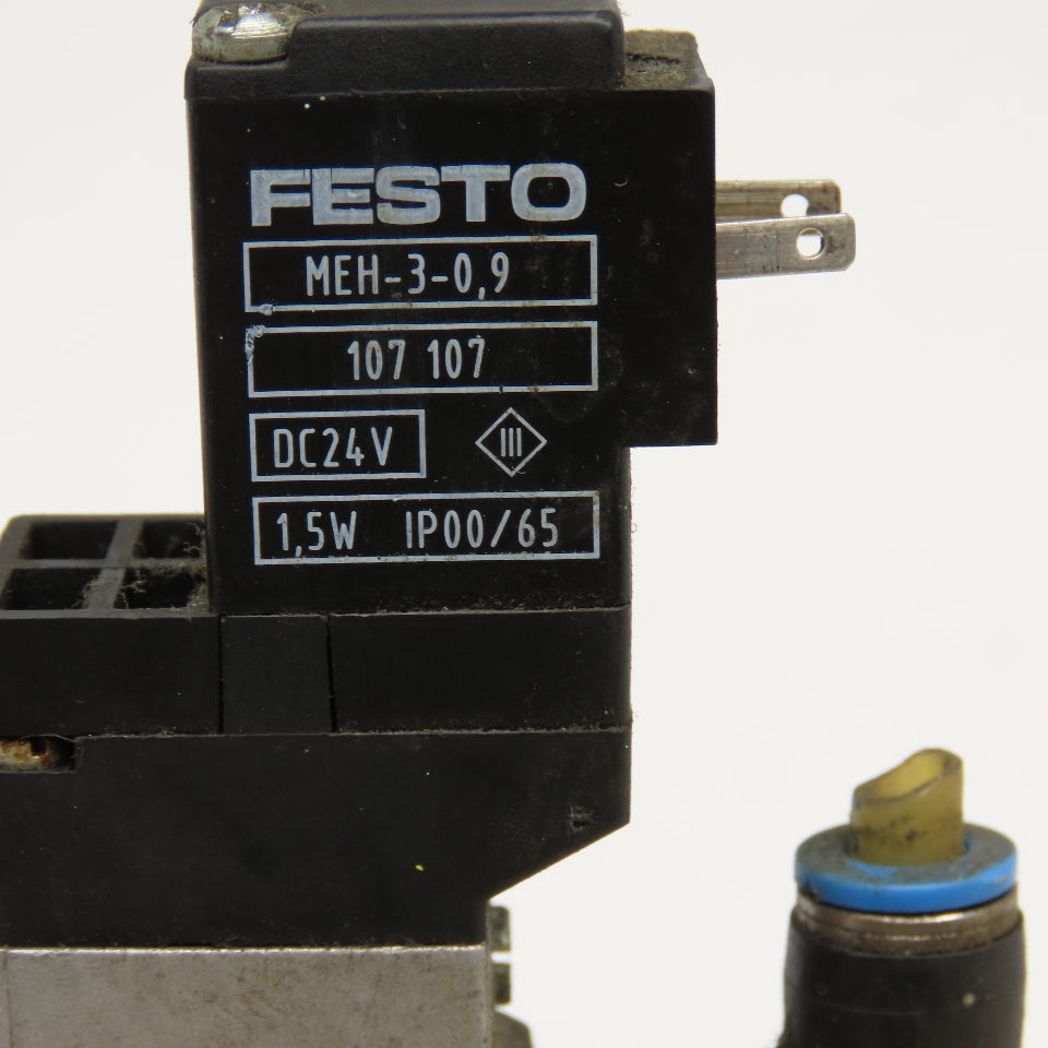 Festo MEH-5/3E-1/8-S-B 5/3 Position Pneumatic Valve Open Center 24VDC Coil