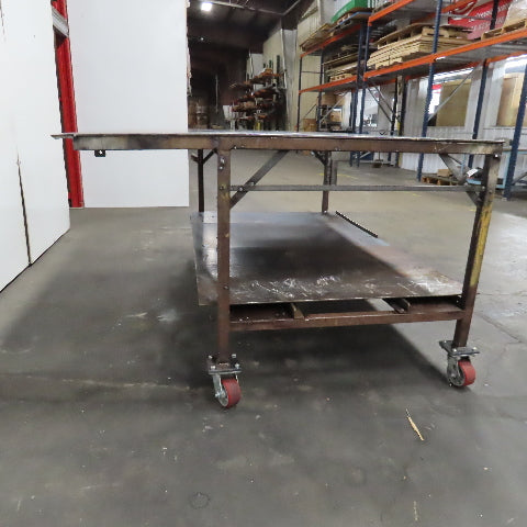72" x 56" x 37" Tall 1/8" Thick Steel Top Welding Table On Casters