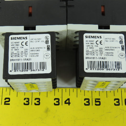 Siemens 3RH1140-1BB40 Sirius 24V DC Contactor Relay W/ Aux Blocks Lot Of 2