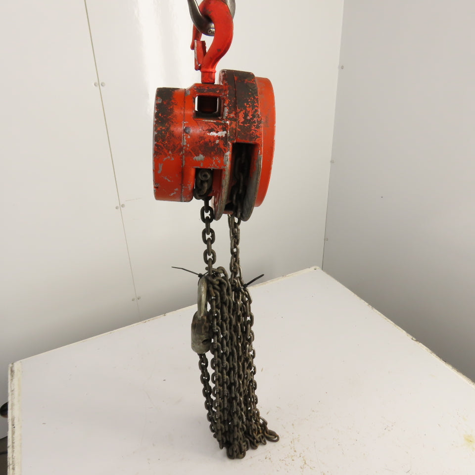CM Cyclone Model S 1 Ton 2000 LB Manual Chain Fall Hoist 12' Lift 10' Pendant