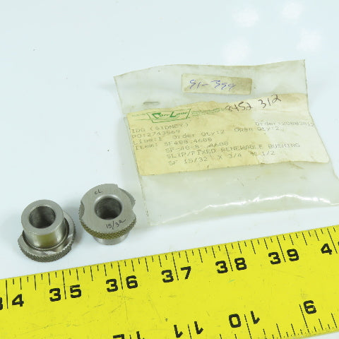 Carr Lane SF 15/32"ID x 3/4"OD x 1/2"L Steel Slip/Fixed Renewable Bushing Lot/2