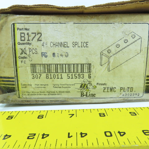 B-Line B172 4 Hole Channel Clevis Splice 7-1/4" L W/ Hardware Box Of 8