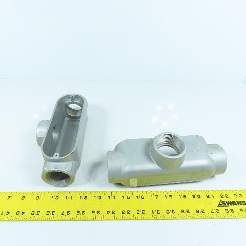 O-Z Gedney T-150A Conduit Outlet Aluminum Body Tee 1-1/2" (No Cover) Lot Of 2