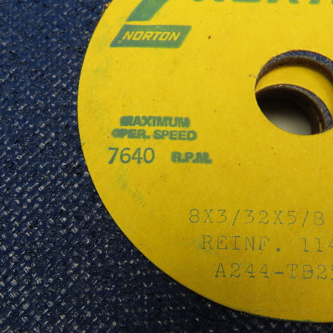 Norton A244-TB25N 8" x 3/32" x 5/8" Cutoff Wheel 7640RPM Lot Of 5