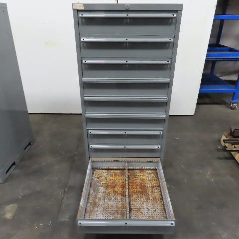 Lista 9 Drawer Industrial Small Parts Tool Storage Cabinet 28 x 28 x 60" Painted