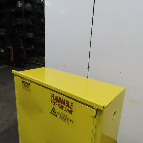Justrite 25545 45 Gallon Flammable Storage Cabinet Yellow Bifold Door (No Shelfs