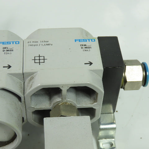 Festo LFR-D-MIDI-A Pneumatic Filter Regulator Assy 1/2" NPT 24V Coil