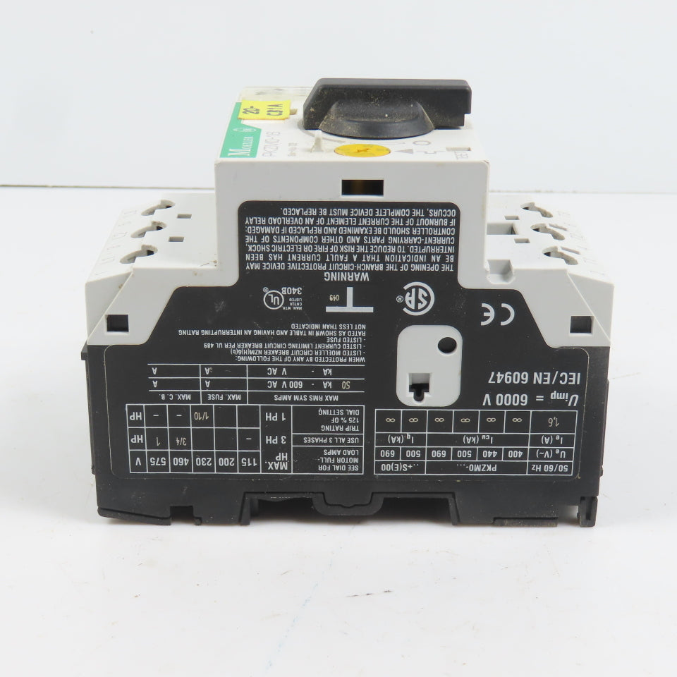 Moeller PKZM0-1.6 Motor Protector Circuit Breaker 1.0-1.6A 600VAC W/ Aux