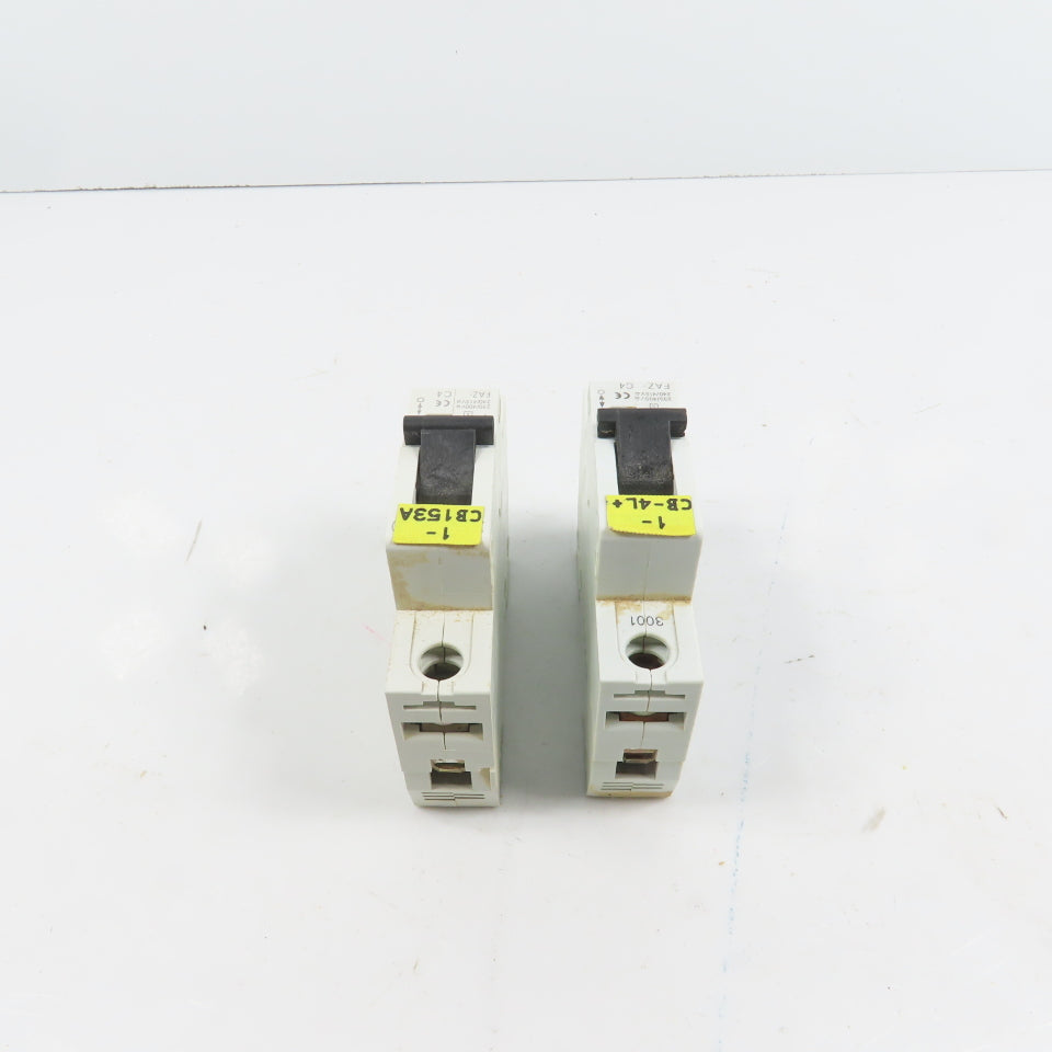 Eaton Moeller FAZ-C4 4A 277/480VAC Single Pole Circuit Breaker Lot Of 2