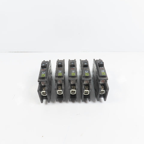 Square D Type QOU Single 1 Pole 20A Circuit Breaker 120/240VAC Lot Of 5