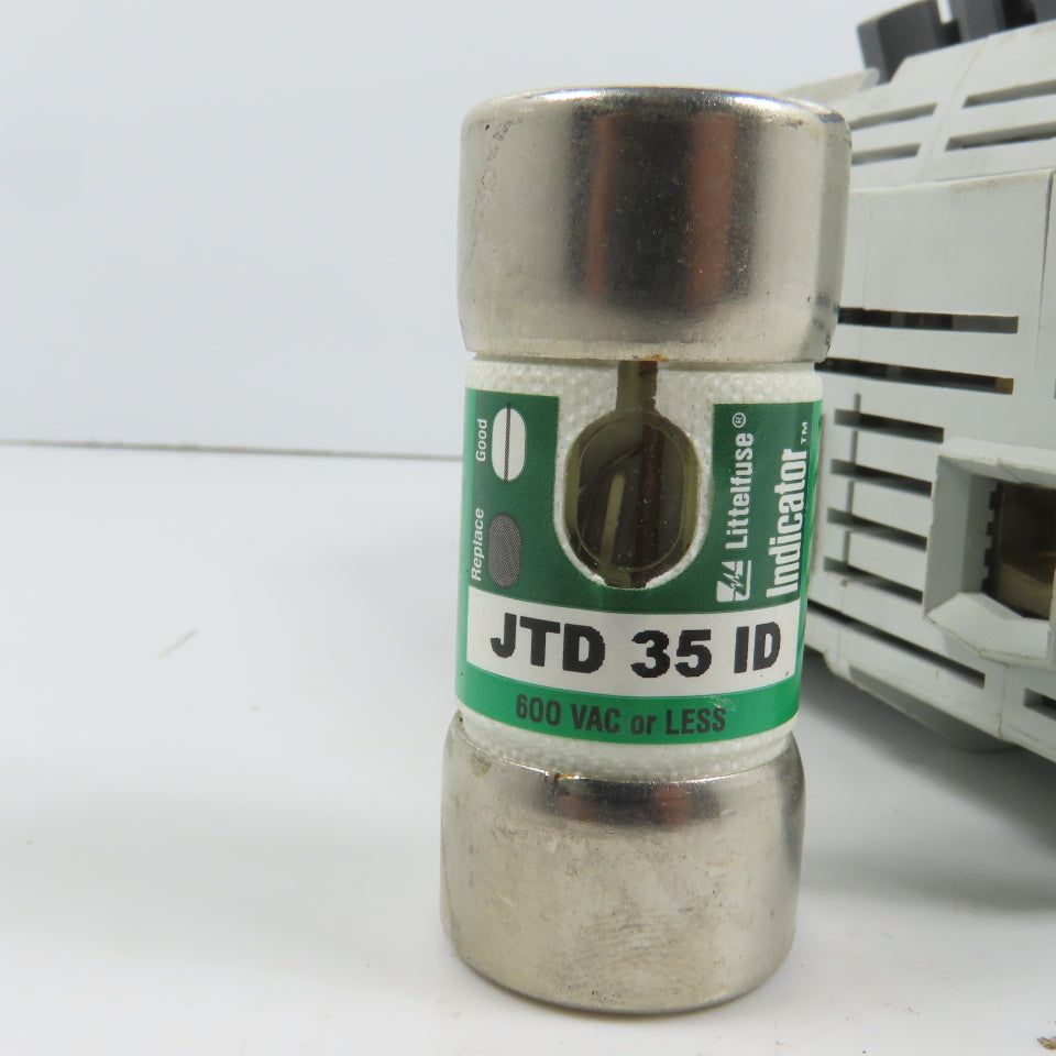 Allen Bradley 1492-FB3J60 Ser B 60A 600V 3-PoleClass J Fuse Holder W/ 35A Fuses