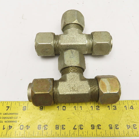 Parker 1" Steel Hydraulic Compression Tube TEE Fitting Lot Of 2