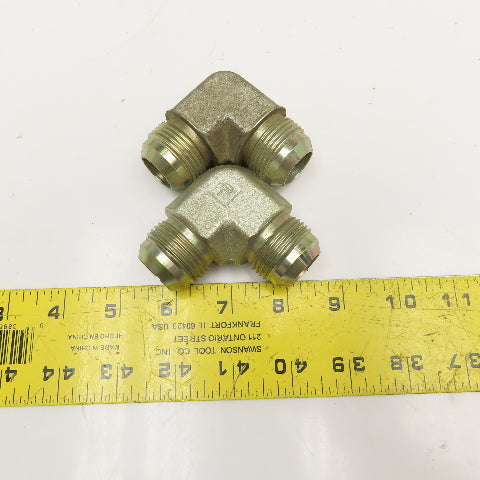 Parker 7/8" (-14) 1-3/16"-12 JIC Male x 7/8" JIC Male Elbow 90° Lot Of 2