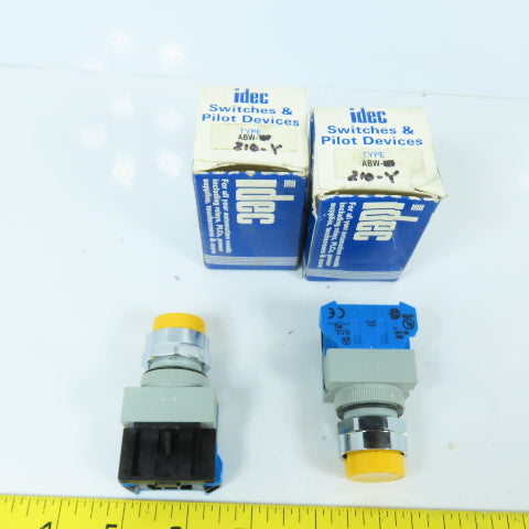Idec ABW ABW210-Y 22mm Yellow Momentary Contact Push Button Switch Lot Of 2 NEW