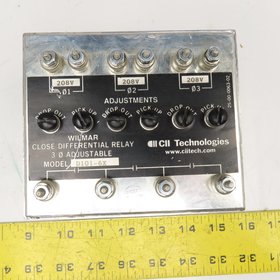 CII Tech Wilmer D101-6X Close Differential Relay 3Ph Adjustable 208V