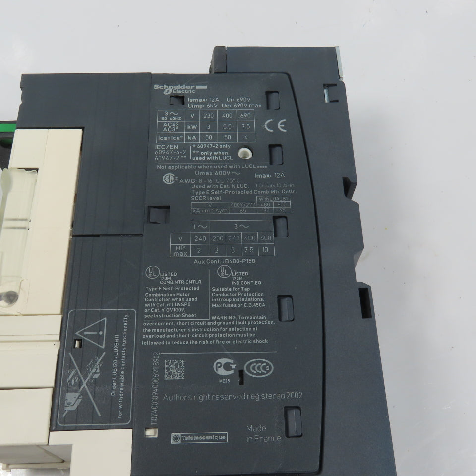 Schneider LUCB05FU Advanced Control Unit 1.25-5.0A W/ LUB12 Power Base