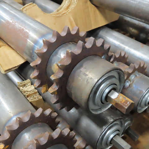 22-1/2" BF x 1.9" OD Steel Chain Drive Conveyor Roller 24-1/4" OAL Lot Of 20