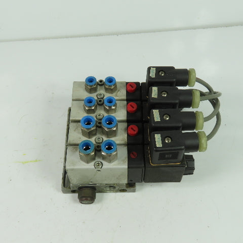 Herion 26254 4 Pneumatic Solenoid Valve Bank 1.5-10 Bar 24VDC Coil