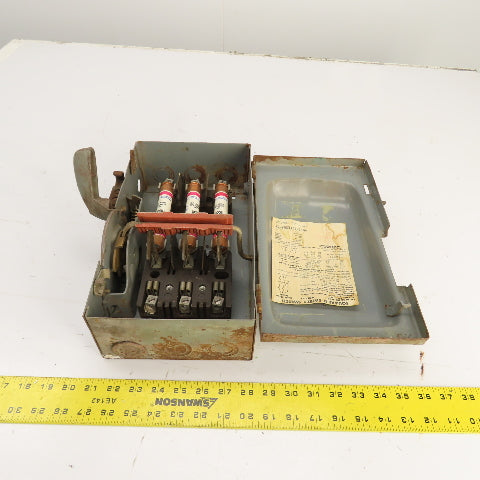 Square D H-361 30A 600V Heavy Duty Fusible Safety Disconnect Switch 15HP 3-Pole