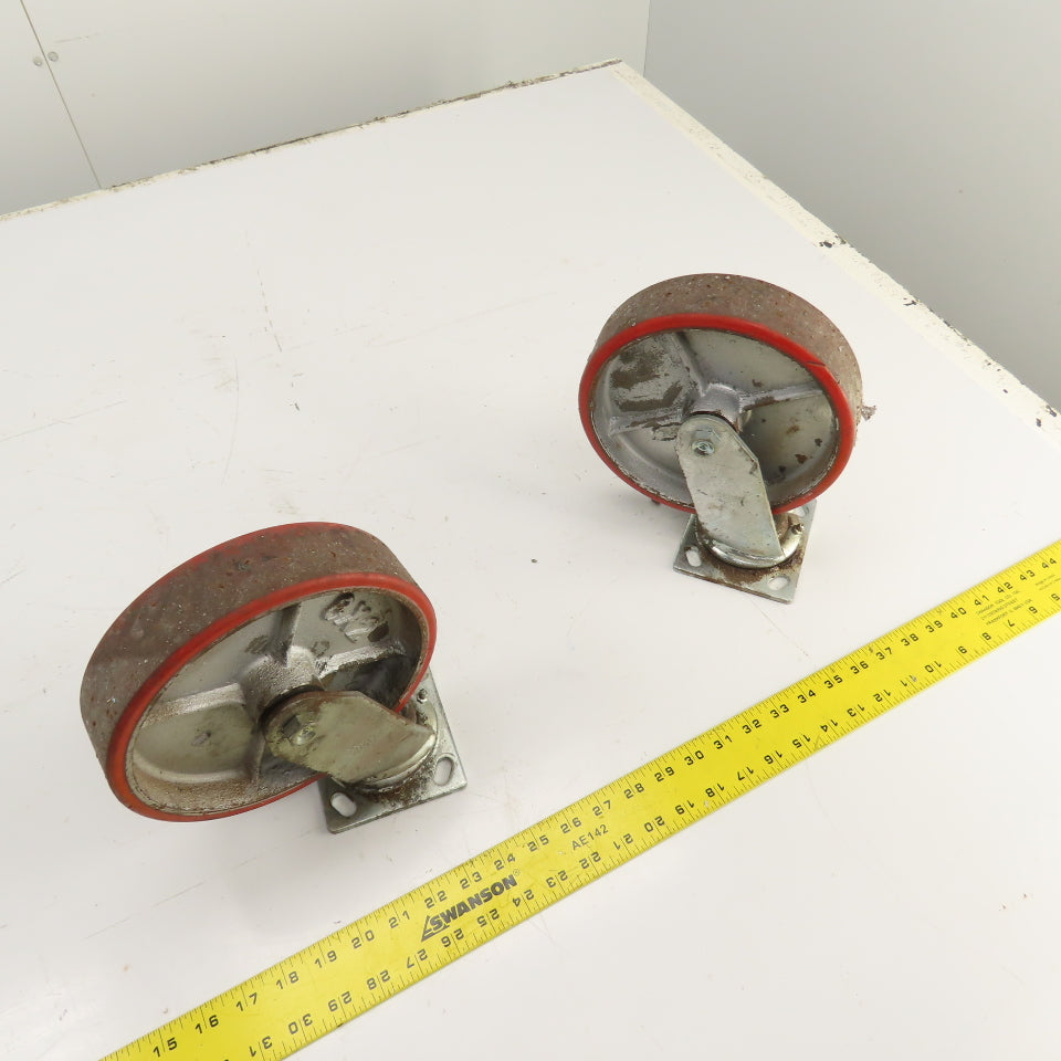 Glide Maxx 66028044 Swivel Top Plate 8" x 2" Polyurethane Casters Lot Of 2