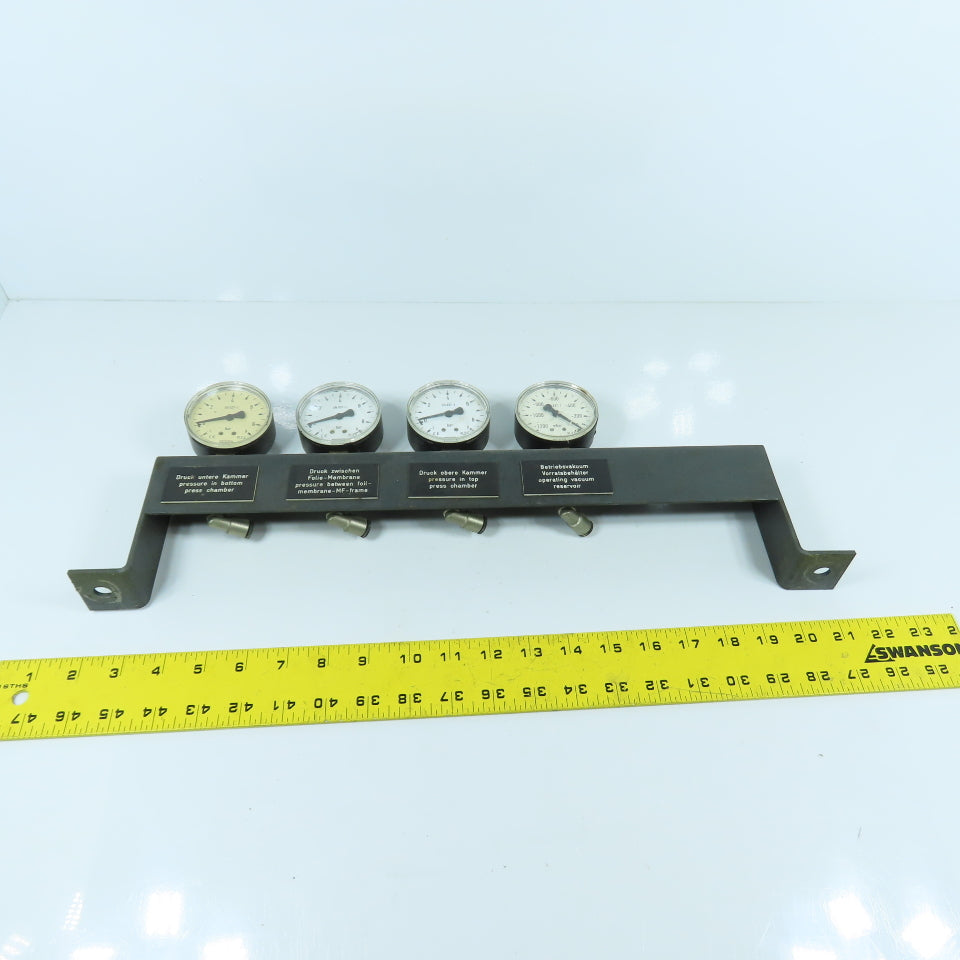 4 Multi Air Pressure Gauge Cluster Display Manifold 0-9 Bar & 0 To -1200 mbar