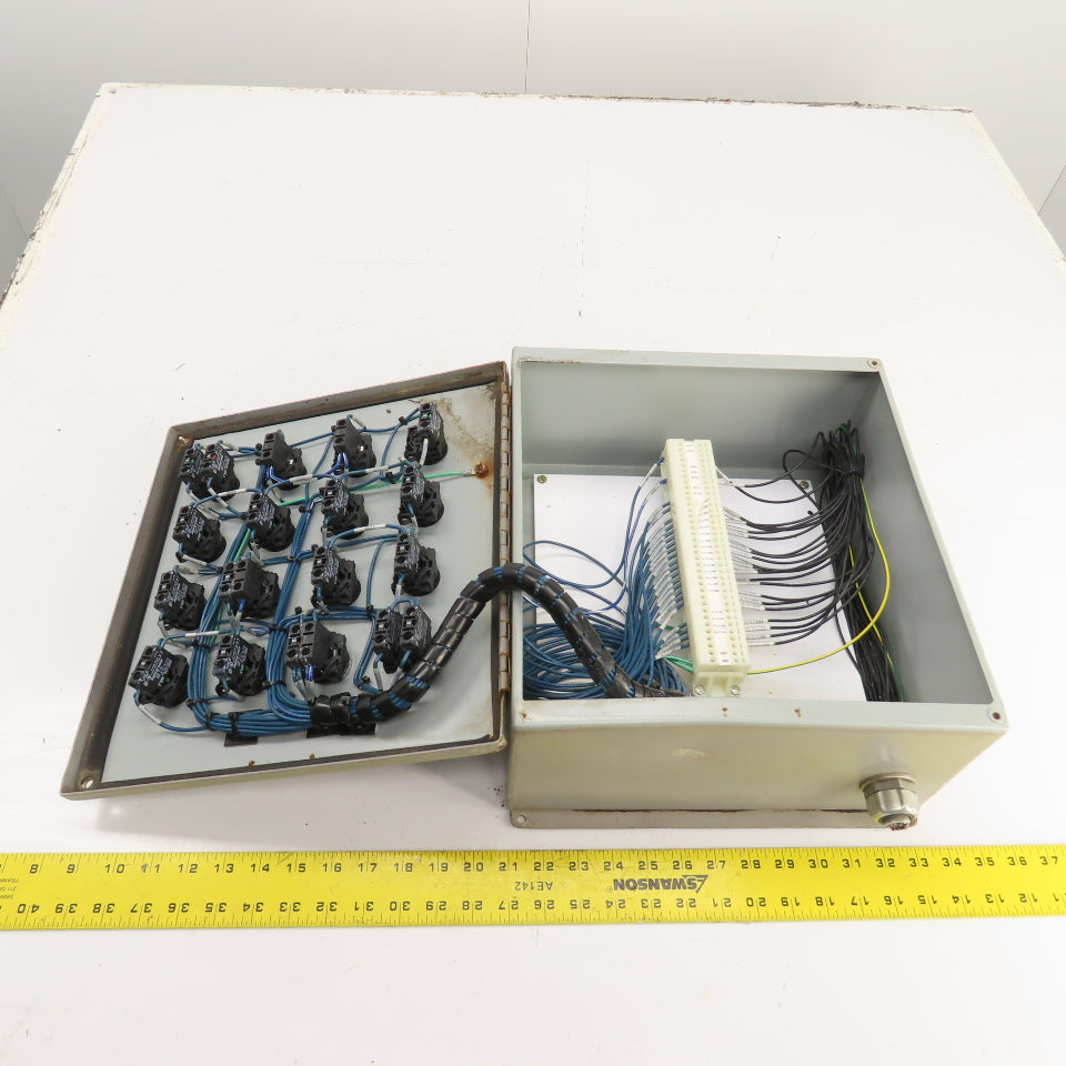 Hoffman E16PBY25M 13" x 12" x 6" Electrical Push Button Enclosure W/ 16 Buttons