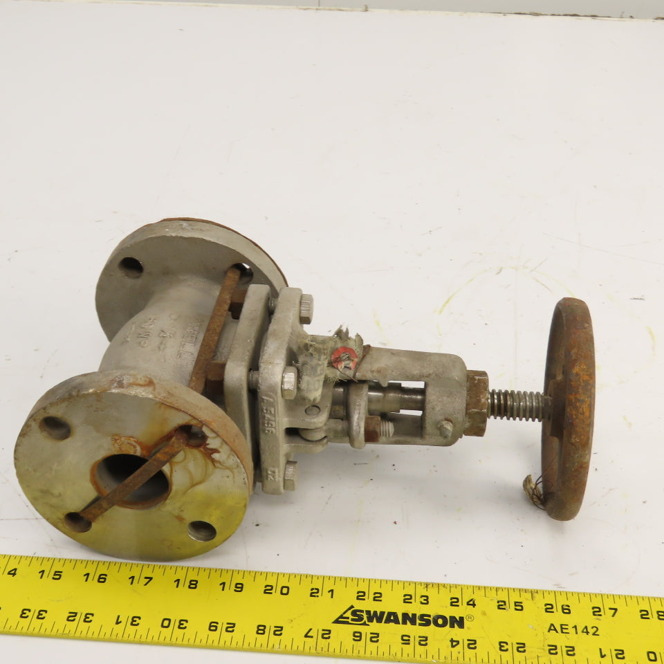 Powell A-5740 1-1/2" Flanged Stainless Steel Manual Plunge Valve 150WP