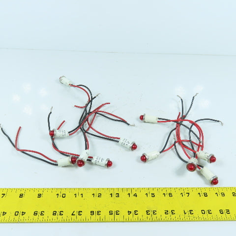 Wamco 1910 14VDC 3W Panel Mount Red Indicator Lights Lot Of 11