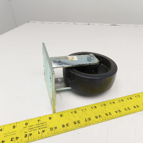 RWM 6" x 2" Rubber Over Cast Iron Rigid Caster 8" Tall