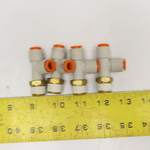 SMC KQ2Y09-36S 3/8" NPT x 5/16" Push To Connect Nylon Run Tee Lot Of 4