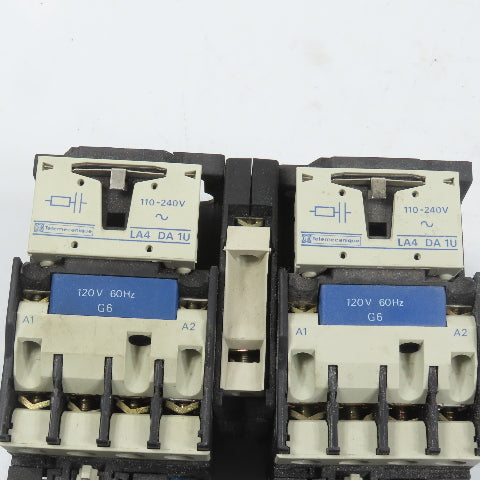 Telemecanique LC1D2510 15HP Interlocked Reversing Contactor 120V Coil W/LA1 DN22