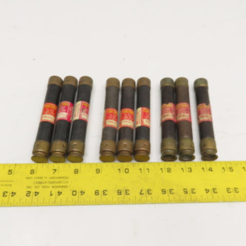 Bussmann FRS-R-3-2/10 3-2/10A, 1-1/4A, 2A Time Delay Class RK5 Fuse Lot Of 9