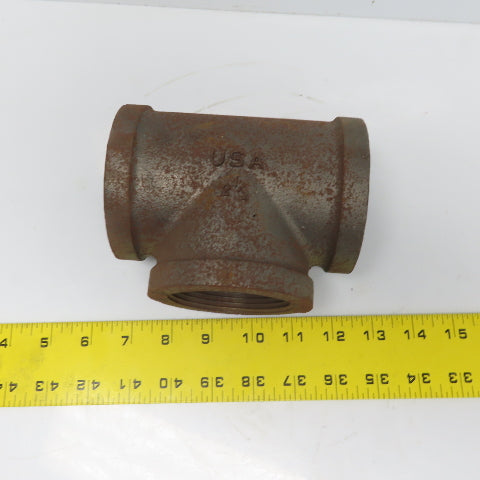 Ward 2-1/2 x 2-1/2 x 2-1/2" NPT Malleable Black Iron Tee Made in USA