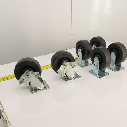 Durastar 34 Series Heavy Duty 6" x 2" Casters 4-Rigid 2-Swivel W/ Brake Set Of 6